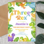 Three Rex Dinosaur 3rd Third Birthday Party Invitation<br><div class="desc">This is a Three Rex Dinosaur 3rd Third Birthday Party Invitation!</div>