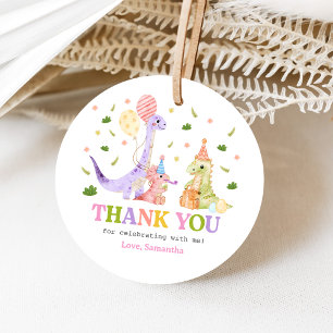 Three Rex Dinosaur Birthday Favour Tags