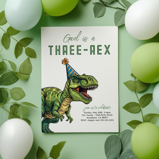 Three-Rex Dinosaur Birthday  Invitation (Creator Uploaded)