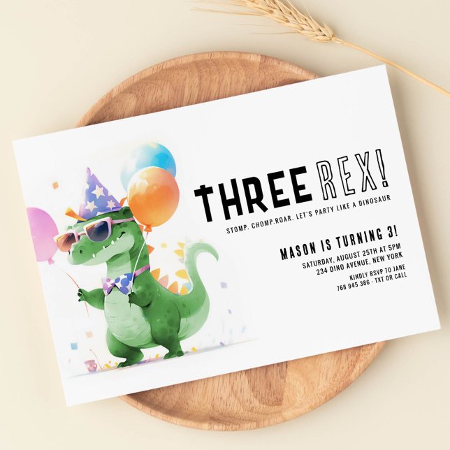 Three Rex Dinosaur Birthday Invitation (Creator Uploaded)