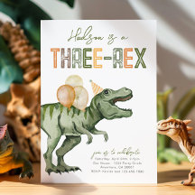 Three-Rex Dinosaur Birthday Invitation