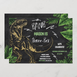 Three-Rex Dinosaur Birthday Invitation