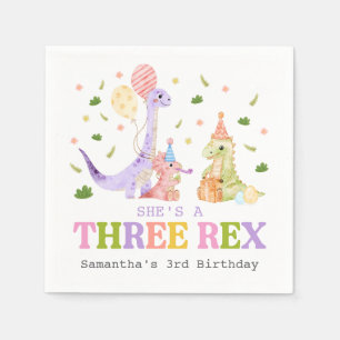 Three Rex Dinosaur Birthday Napkin
