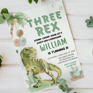 Three Rex dinosaur electronic Dino 3rd Birthday Pa Invitation