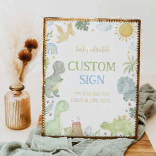 Three-Rex Dinosaurs Birthday Party Table Sign