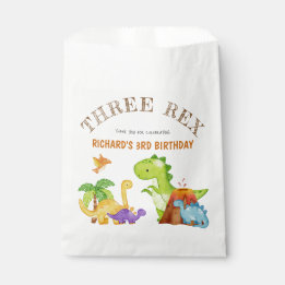 Three Rex Kids Dinosaur 3rd Birthday Party Favour Bags