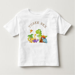 Three Rex Kids Dinosaur 3rd Birthday Party Toddler T-Shirt