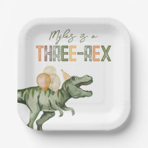 Three-Rex Party Paper Plates 