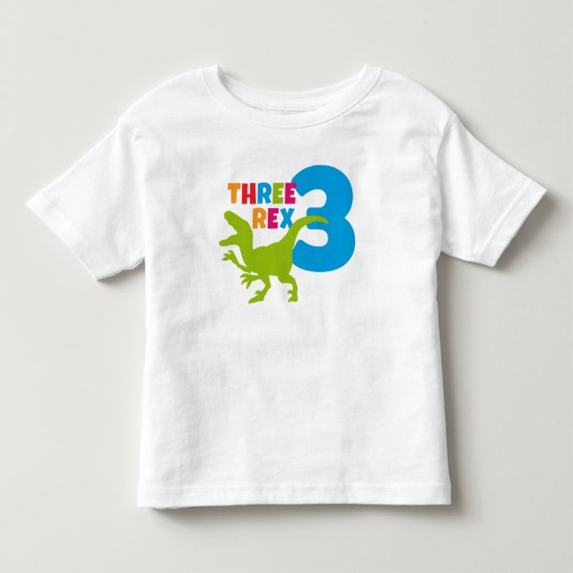 Three Rex Toddler 3rd Birthday White T-Shirt (Front)