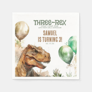 Three-Rex - Tyronasaurus Dinosaur Birthday Party Napkin