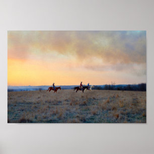 Three Riders in the Kansas Flint Hills Poster