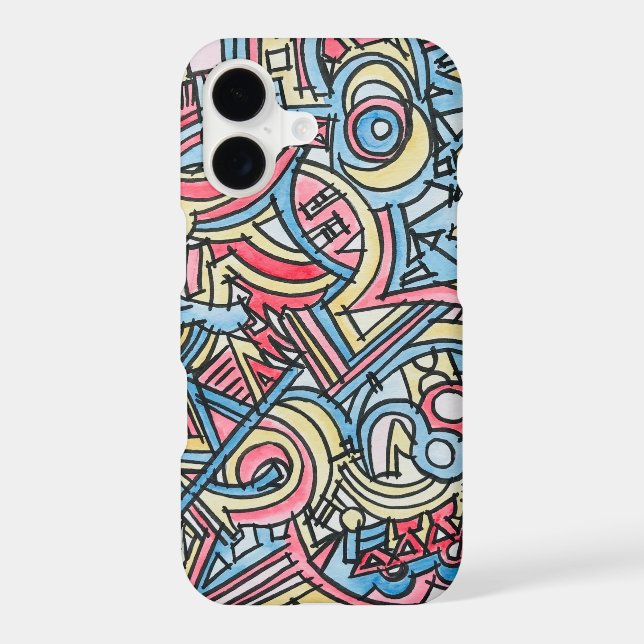 Three Ring Circus-Hand Painted Modern Geometric  (Back)