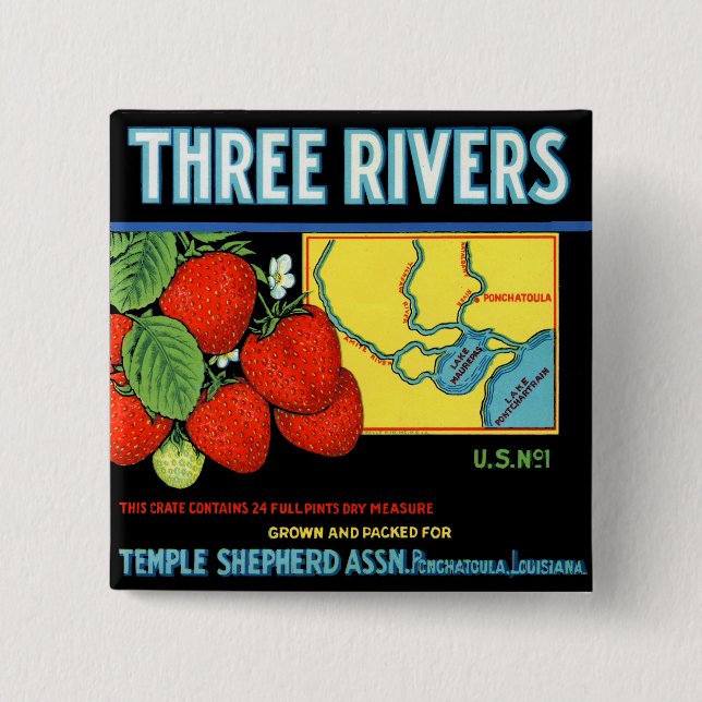 Three Rivers Strawberries 15 Cm Square Badge (Front)