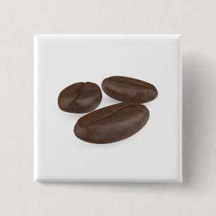 Three roasted coffee beans 15 cm square badge