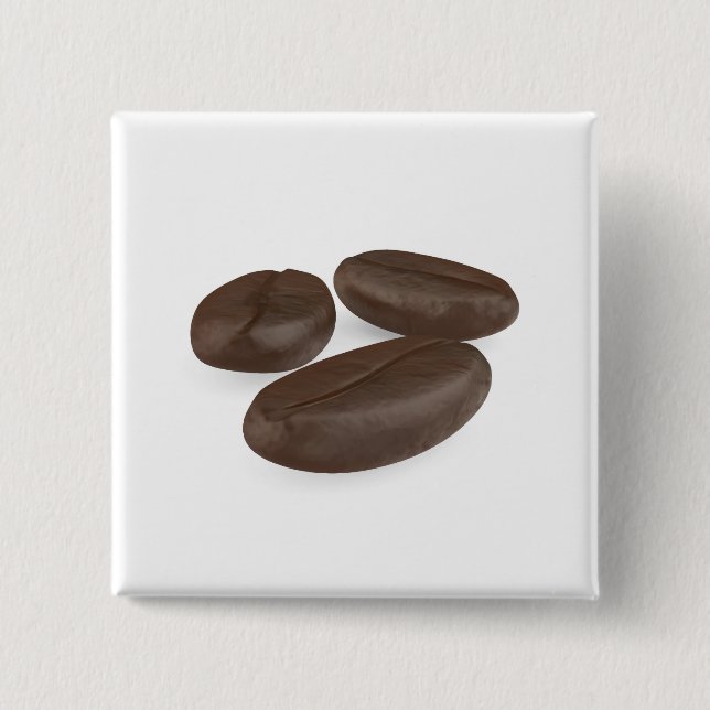 Three roasted coffee beans 15 cm square badge (Front)