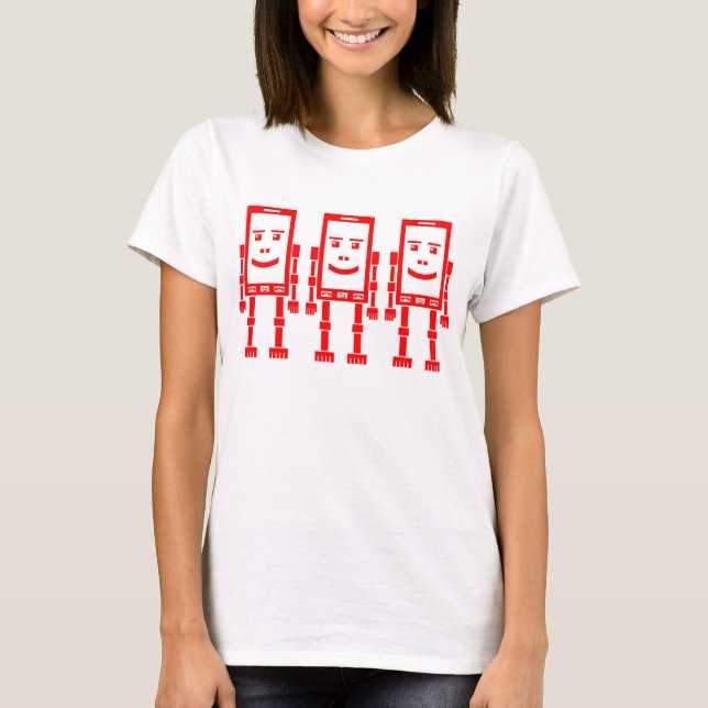 Three Robo Phones - Red T-Shirt (Front)