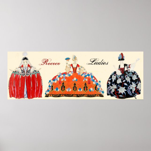 THREE ROCOCO LADIES,BEAUTY,FASHION COSTUME DESIGN POSTER (Front)