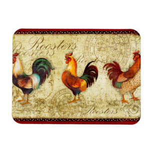Three Roosters Magnet