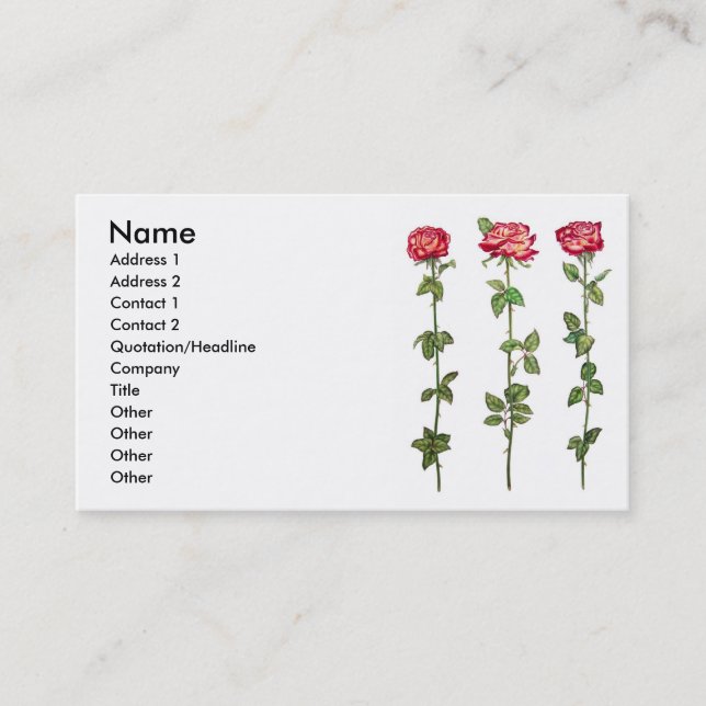 Three Roses Business Card (Front)