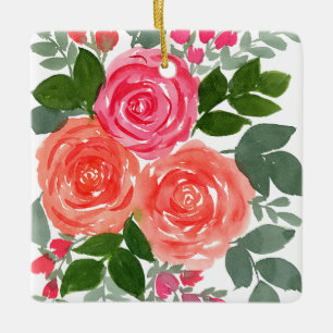 THREE ROSES CERAMIC ORNAMENT