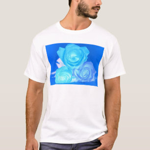 Three roses, glowing inverted blue colour T-Shirt