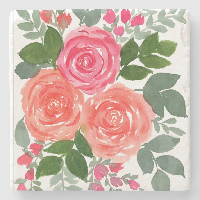 THREE ROSES STONE COASTER (Front)