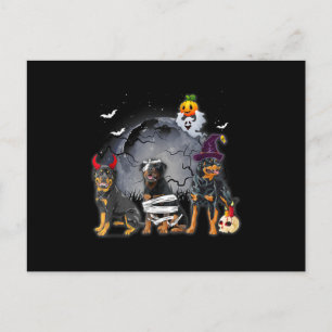 Three Rottweilers Satan Witch Mummy Halloween Cost Holiday Postcard