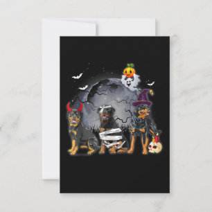 Three Rottweilers Satan Witch Mummy Halloween Cost RSVP Card