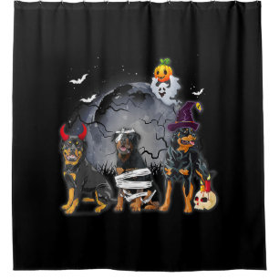 Three Rottweilers Satan Witch Mummy Halloween Cost Shower Curtain