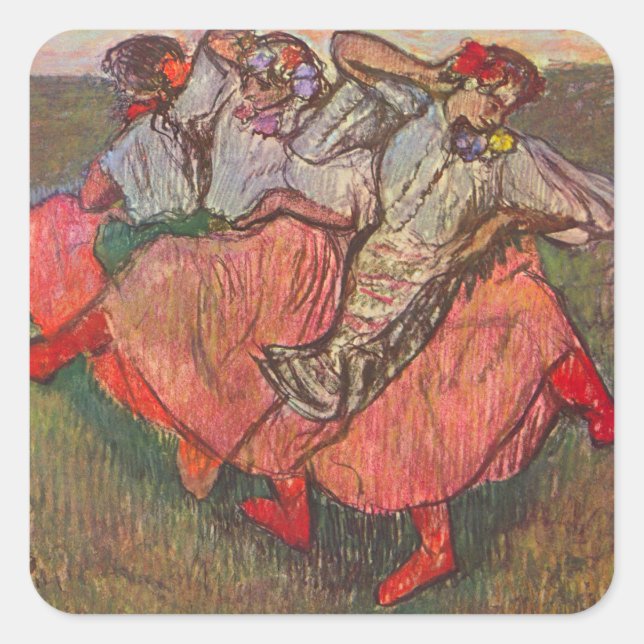 Three Russian Dancers by Edgar Degas Square Sticker (Front)