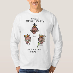 Three Sacred Hearts of Jesus Mary Joseph, JMJ, Cat T-Shirt
