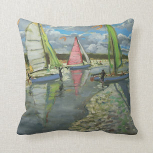 Three Sailboats Bray Dunes France Cushion