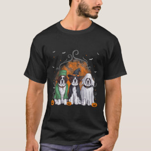 Three Saint Bernard St. Bernard Dog Halloween Ghos T-Shirt