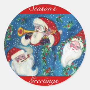 THREE SANTA CLASSIC ROUND STICKER