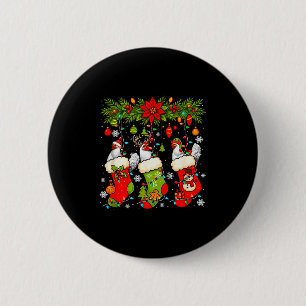Three Santa Elf Reindeer Chickens In Xmas Colorful 6 Cm Round Badge
