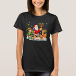 Three Santa Elf Reindeer Holding Hanukkah Menorahs T-Shirt<br><div class="desc">Three Santa Elf Reindeer Holding Hanukkah Menorahs Christmas</div>