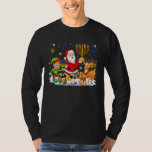 Three Santa Elf Reindeer Holding Hanukkah Menorahs T-Shirt<br><div class="desc">Three Santa Elf Reindeer Holding Hanukkah Menorahs Christmas</div>