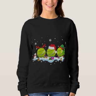 Three Santa ELF Reindeer Tennis Ball Cute Christma Sweatshirt