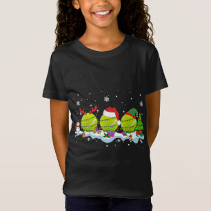 Three Santa ELF Reindeer Tennis Ball Cute Christma T-Shirt