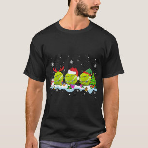 Three Santa ELF Reindeer Tennis Ball Cute Christma T-Shirt
