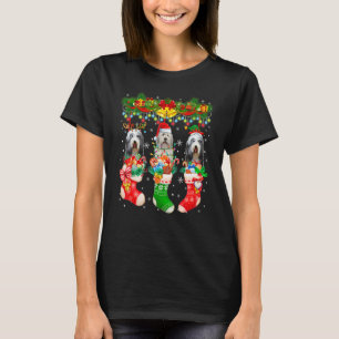 Three Santa Reindeer Elf Bearded Collie Dogs In Xm T-Shirt