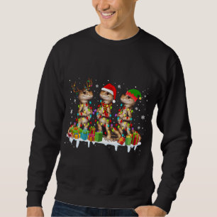 Three Santa Reindeer Elf Bearded Dragon Christmas Sweatshirt
