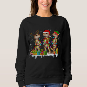 Three Santa Reindeer Elf Bearded Dragon Christmas Sweatshirt