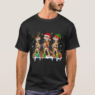 Three Santa Reindeer Elf Bearded Dragon Christmas T-Shirt