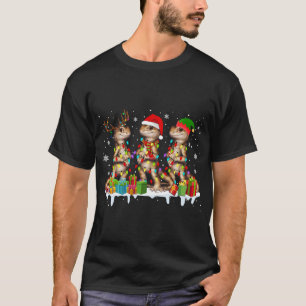 Three Santa Reindeer Elf Bearded Dragon Christmas T-Shirt
