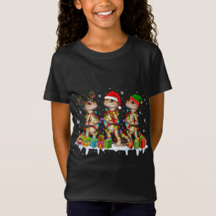 Three Santa Reindeer Elf Bearded Dragon Christmas  T-Shirt