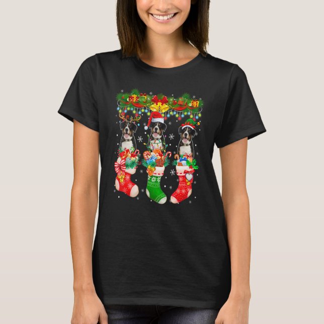 Three Santa Reindeer Elf Entlebucher Mountains In  T-Shirt (Front)