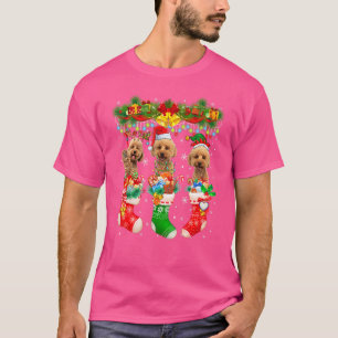 Three Santa Reindeer Elf Maltipoo Dogs In Christma T-Shirt