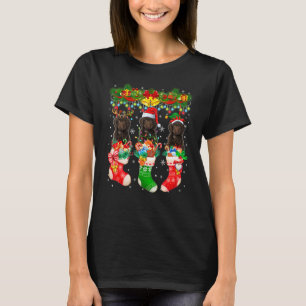 Three Santa Reindeer Elf Sproodle Dogs In Christma T-Shirt