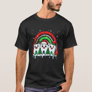 Three Santa Reindeer Elf Teeth Christmas Dentist R T-Shirt